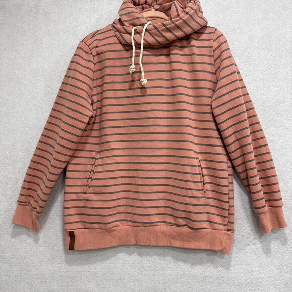 Ampersand Avenue Sweatshirt Womens XXL Pink Stripe Cowl Neck Fleece Pullover - Picture 4 of 10